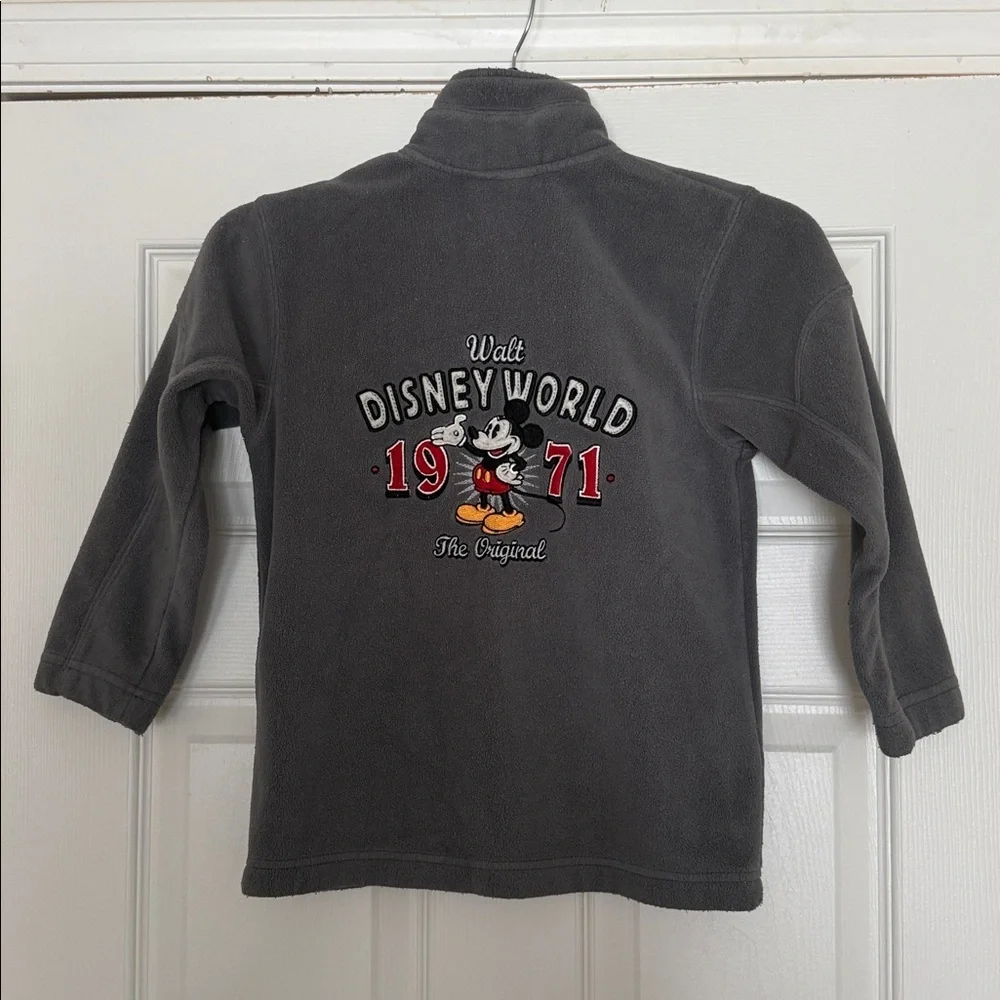 Disney World Kids Gray Fleece Zip Jacket Mickey “1971 The Original” Size S